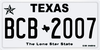 TX license plate BCB2007