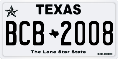 TX license plate BCB2008