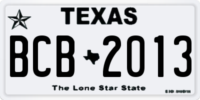 TX license plate BCB2013