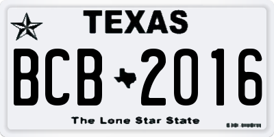 TX license plate BCB2016