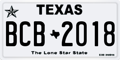 TX license plate BCB2018