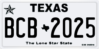 TX license plate BCB2025