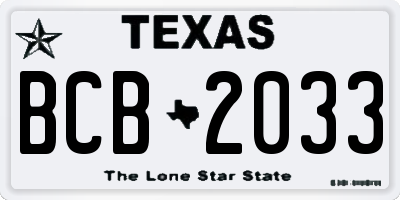 TX license plate BCB2033