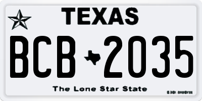 TX license plate BCB2035