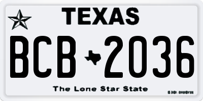 TX license plate BCB2036