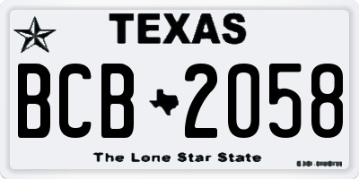 TX license plate BCB2058