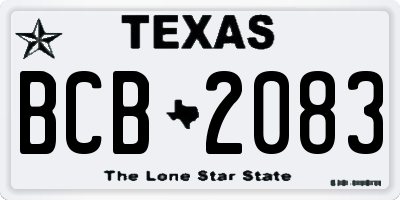 TX license plate BCB2083