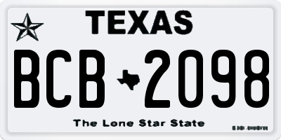 TX license plate BCB2098