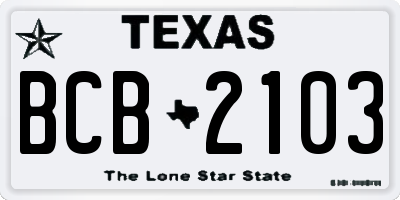 TX license plate BCB2103