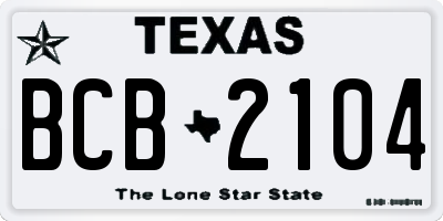 TX license plate BCB2104