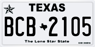 TX license plate BCB2105