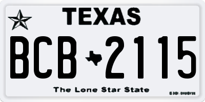TX license plate BCB2115
