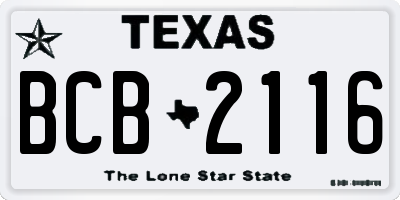 TX license plate BCB2116
