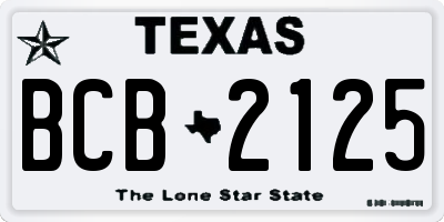 TX license plate BCB2125