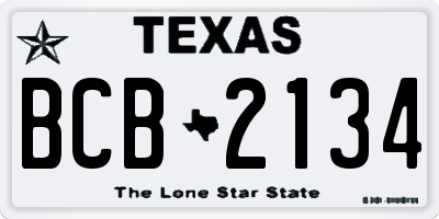 TX license plate BCB2134