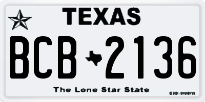 TX license plate BCB2136