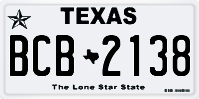 TX license plate BCB2138