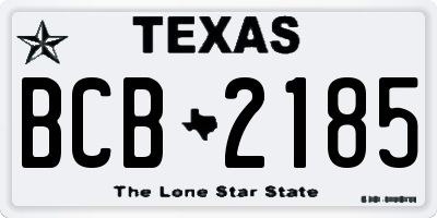 TX license plate BCB2185