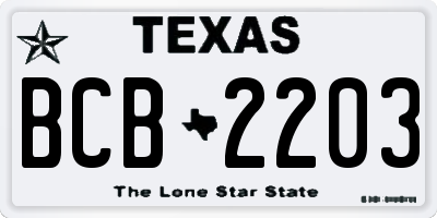 TX license plate BCB2203