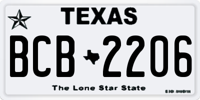 TX license plate BCB2206