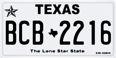 TX license plate BCB2216