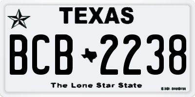 TX license plate BCB2238