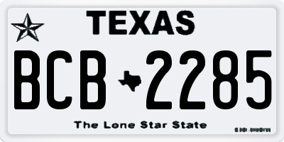 TX license plate BCB2285