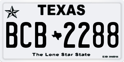 TX license plate BCB2288