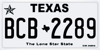 TX license plate BCB2289