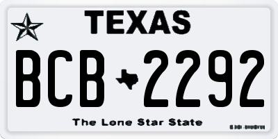 TX license plate BCB2292