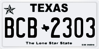 TX license plate BCB2303