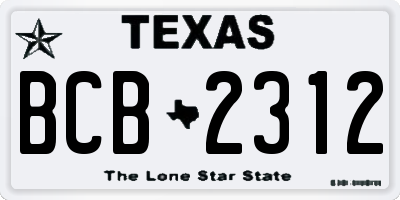 TX license plate BCB2312