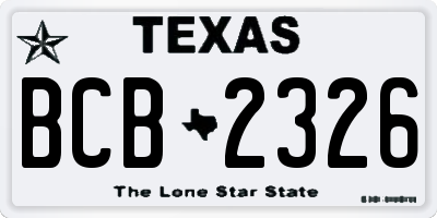TX license plate BCB2326
