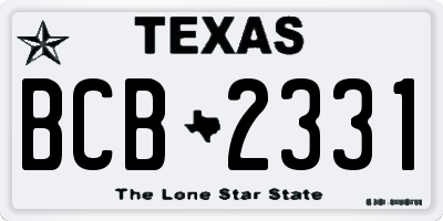 TX license plate BCB2331