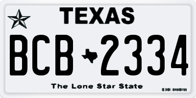 TX license plate BCB2334
