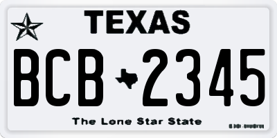 TX license plate BCB2345
