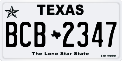 TX license plate BCB2347