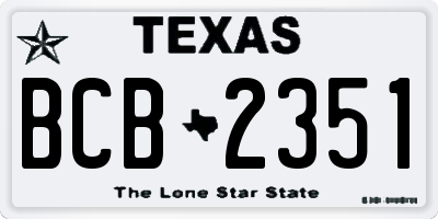 TX license plate BCB2351