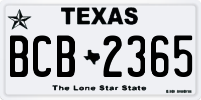 TX license plate BCB2365