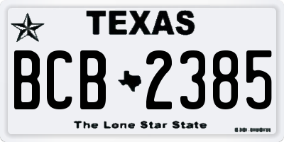 TX license plate BCB2385