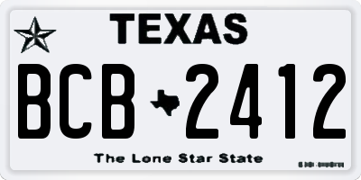 TX license plate BCB2412