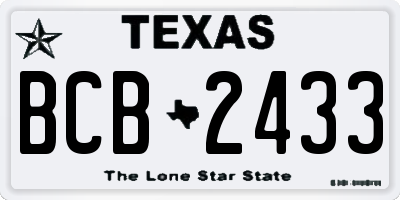 TX license plate BCB2433