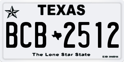 TX license plate BCB2512