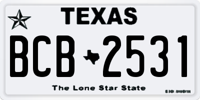 TX license plate BCB2531