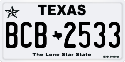 TX license plate BCB2533