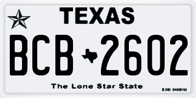 TX license plate BCB2602