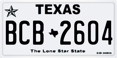 TX license plate BCB2604