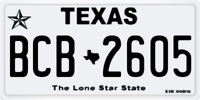 TX license plate BCB2605