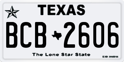 TX license plate BCB2606