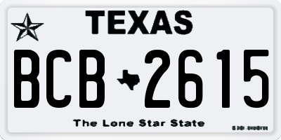 TX license plate BCB2615